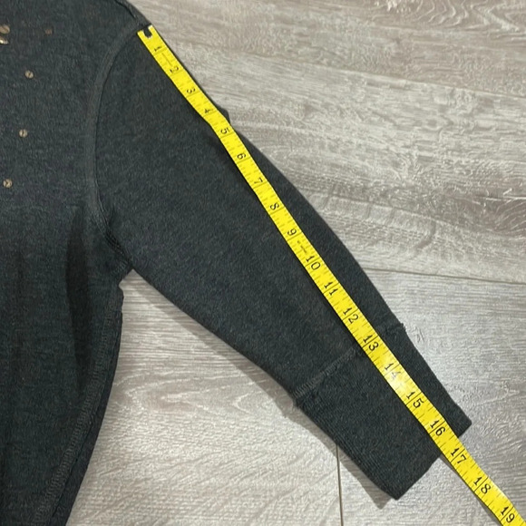 Aerie 3/4 Sleeve Embroidered Embellished Lightweight Gray Pocket Sweatsh… - Picture 12 of 16